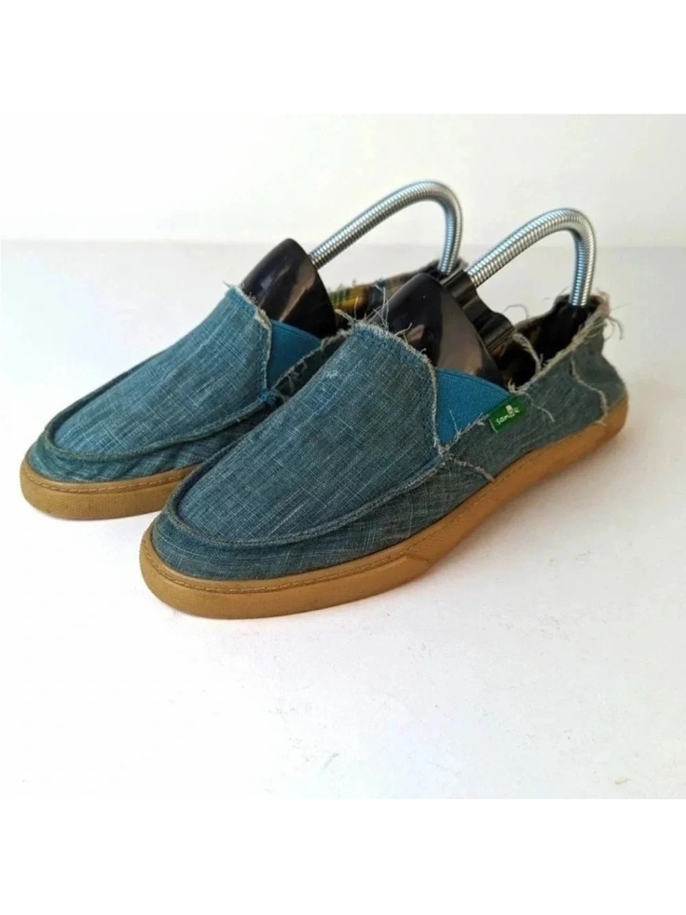 Sanuk Sidewalk Surfer Teal Canvas Slip-On